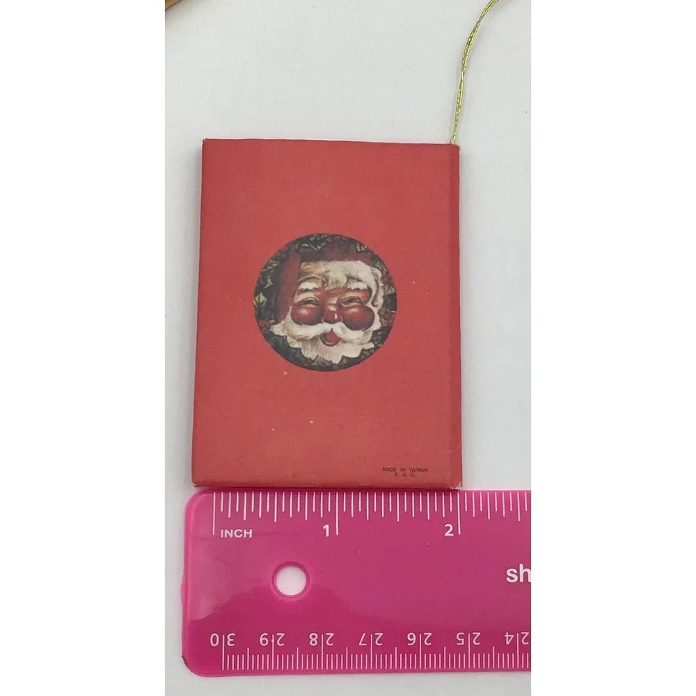 Vintage Miniature Book Christmas Ornaments Set 6 Victorian Santa Christmas Carol